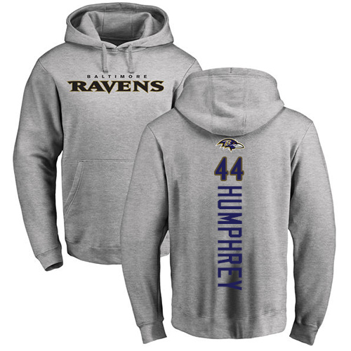 Men Baltimore Ravens Ash Marlon Humphrey Backer NFL Football #44 Pullover Hoodie Sweatshirt->women nfl jersey->Women Jersey